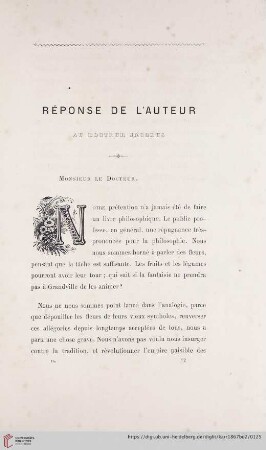 Réponse de l'Auteur au Docteur Jacobus