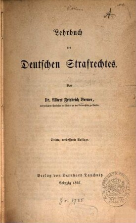 Lehrbuch des deutschen Strafrechtes