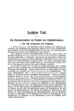 I. Die Post (Telegraph und Telephon).