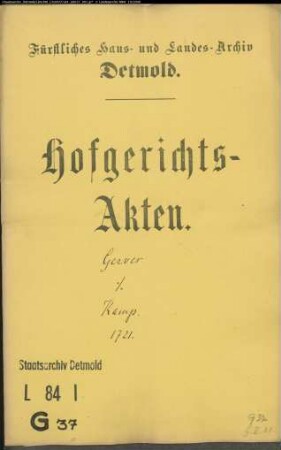 Gerves, Johann Jobst zu Detmold gegen Johann Bernd Kamp, Mittelmüller zu Detmold - Schuldforderung
