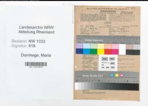 Entnazifizierung Maria Dornhege , geb. 01.04.1920 (Sekretaerin)