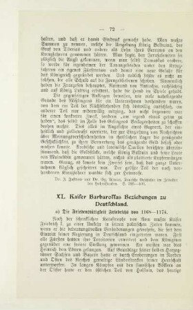 XI. Kaiser Barbarossas Beziehungen zu Deutschland