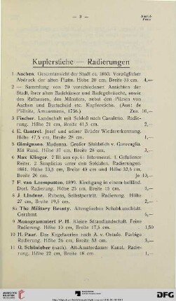 Kupferstiche- Radierungen (Nr. 1-17a)