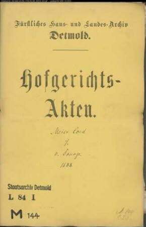 Meier Cord, Caspar im Osterhagen gegen Landdrost von Donop - Schuldforderung