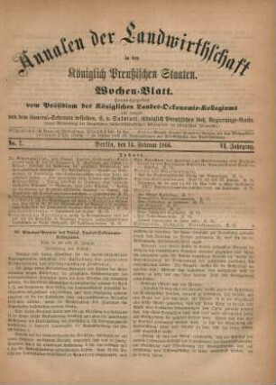 No. 7. Berlin, den 14. Februar 1866. VI. Jahrgang.