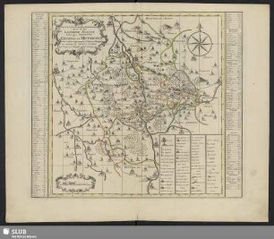 Accurate Geographische Delineation derer zu dem Leipziger Creisse Gehörigen Aemmter Grimma, und Mutzschen : Nebst andern angrentzenden Aem[m]tern und Gegenden