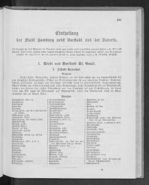 Eintheilung der Stadt Hamburg nebst Vorstadt und der Vororte.