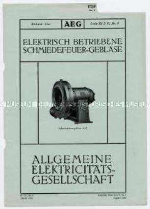 Elektrisch betriebene Schmiedefeuer-Gebläse (O) (Liste Kf 2/V, Nr.9)