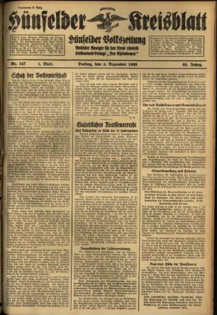Erste Ausgabe vom Freitag, den 04. Dezember 1936.