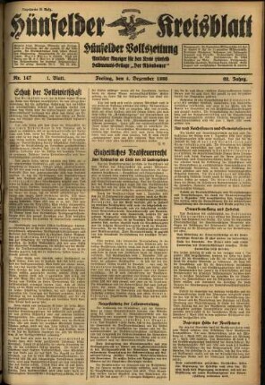 Erste Ausgabe vom Freitag, den 04. Dezember 1936.