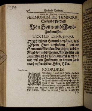 Siebende Predigt/ Von Sonn- und Mond-Finsternissen.