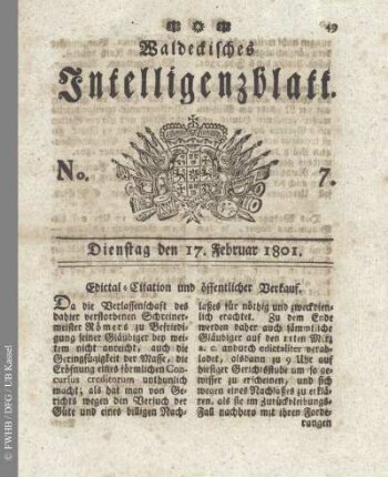 No. 7, Dienstag den 17. Februar 1801