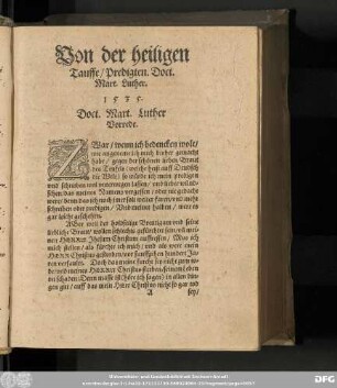 Von der heiligen Tauffe/ Predigten.