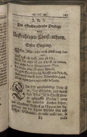 Die Sechszehende Predigt vom Auffrichtigen Christenthum.