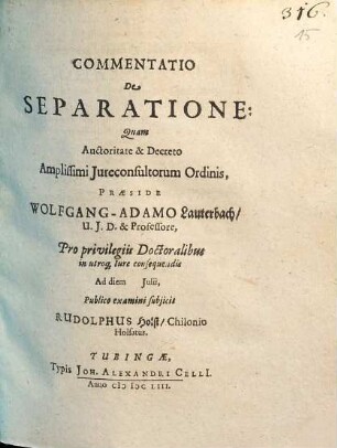 Commentatio de separatione