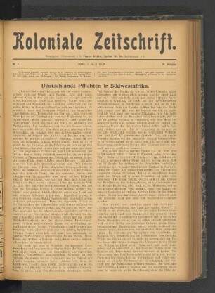 Deutschlands Pflichten in Südwestafrika.