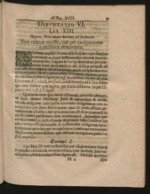 Disputatio VI. Lex XIII. - XV.