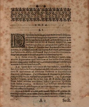 Disputatio Theologica Inauguralis De Jacobo Dilecto Et Esauo Reiecto, Cum nondum nati essent, nec quicquam boni aut mali egissent : Ex Epist. Rom. IX,10. 11. 12. 13.