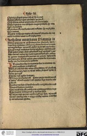 Sequuntur autoritates Platonis in Thimeo Platonis ut ait Helmandus consuetudo fuit libros suos intitulare nominibus magistrorum suorum...