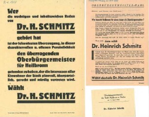 Postwurfsendung der Wahlgemeinschaft für die Kandidatur OB Metz zur OB-Wahl mit abgetrenntem Stimmzettel