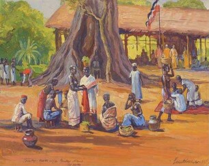 Sonntags-Markt auf der Plantage Mkuse. Deutsch-Ostafrika