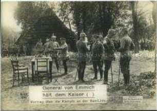 Wilhelm II. mit Offizieren an der Front in Galizien
