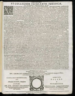 Decanus Et Collegium Facultatis Juridicae In Illustri Tubingensi, Lect. Sal.