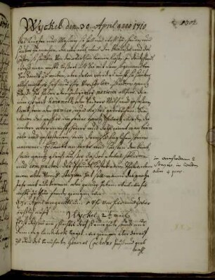 Wijckel 30. April 1710