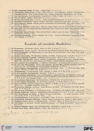 Europäische und orientalische Metallarbeiten (Nr. 108-136)