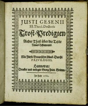 2: Justi Gesenii SS. Theol. Doctoris Trost-Predigten. 2