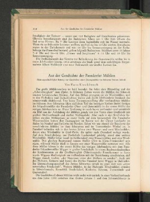 Aus der Geschichte der Pansdorfer Mühlen