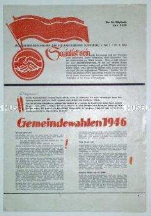Rundschreiben des SED-Kreisverbandes Sonneberg im Vorfeld der Gemeindewahlen 1946