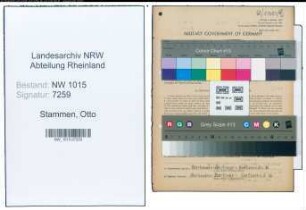 Entnazifizierung Otto Stammen , geb. 20.07.1913 (Friseur)