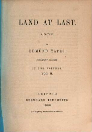 Land at last : a novel, 2