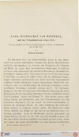2: Arno, Erzbischof von Salzburg, und das Urkundenwesen seiner Zeit : Vortrag, gehalten im historisch-philosophischen Vereine zu Heidelberg am 25. Mai 1891