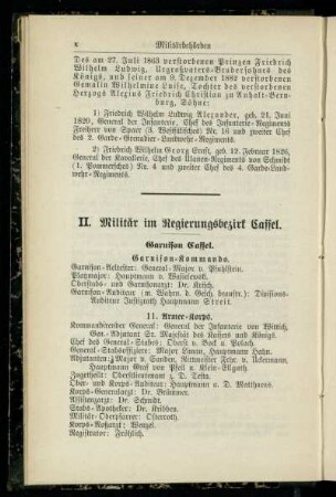 Militär im Regierungsbezirk Cassel