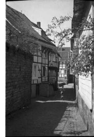 Langenberg: Gasse mit Fachwerkhäusern