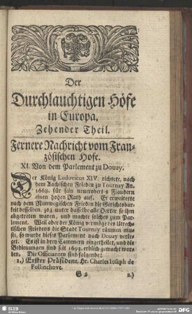 Fernere Nachrichten vom Französischen Hofe