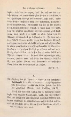 145-149 [Rezension] Toebbe, Wilhelm, Die Stellung des hl. Thomas von Aquin zu der unbefleckten Empfängnis der Gottesmutter