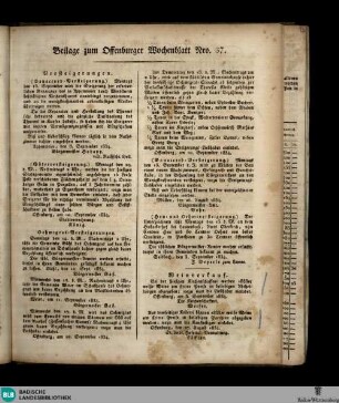 Offenburger Wochenblatt, Beilage zum Offenburger Wochenblatt