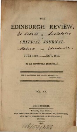 The Edinburgh review, or critical journal, 20,1. 1812