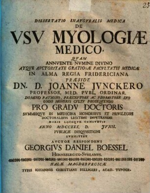Diss. inaug. ... de usu myologiae medico