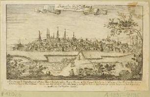 Stadtansicht von Zittau von Südwesten, mit Legende