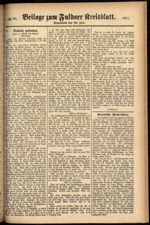 Zweite Ausgabe vom Samstag, den 20. Juli 1901.
