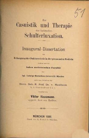 Zur Kasuistik und Therapie der habituellen Schulterluxation ...