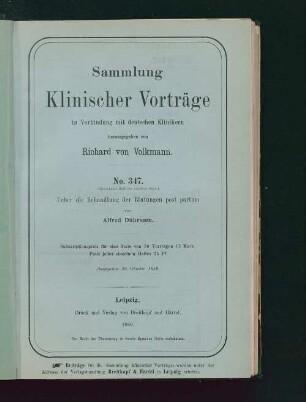 Ueber die Behandlung der Blutungen post partum