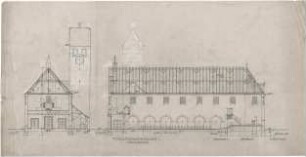 Döllgast, Hans; München - Trudering; Katholische Pfarrkirche "St. Augustinus" - Längenschnitt, Querschnitt (Schnitte)