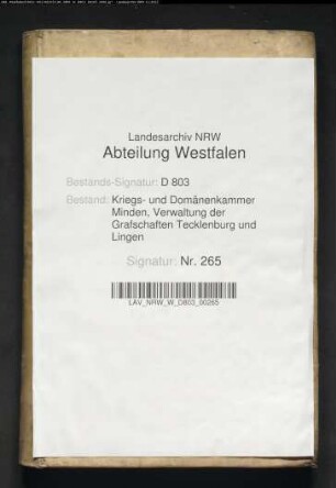 Rektifizierter Ertrag der Domänengefälle in der Grafschaft Lingen