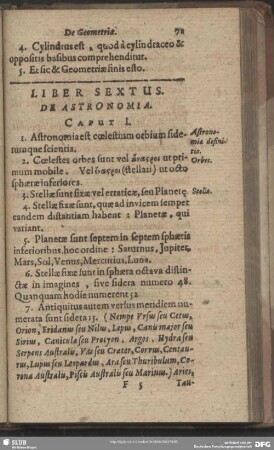 Liber Sextus. De Astronomia