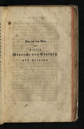 Zuege aus dem Leben des Grafen Wiprecht von Groitzsch, des aelteren